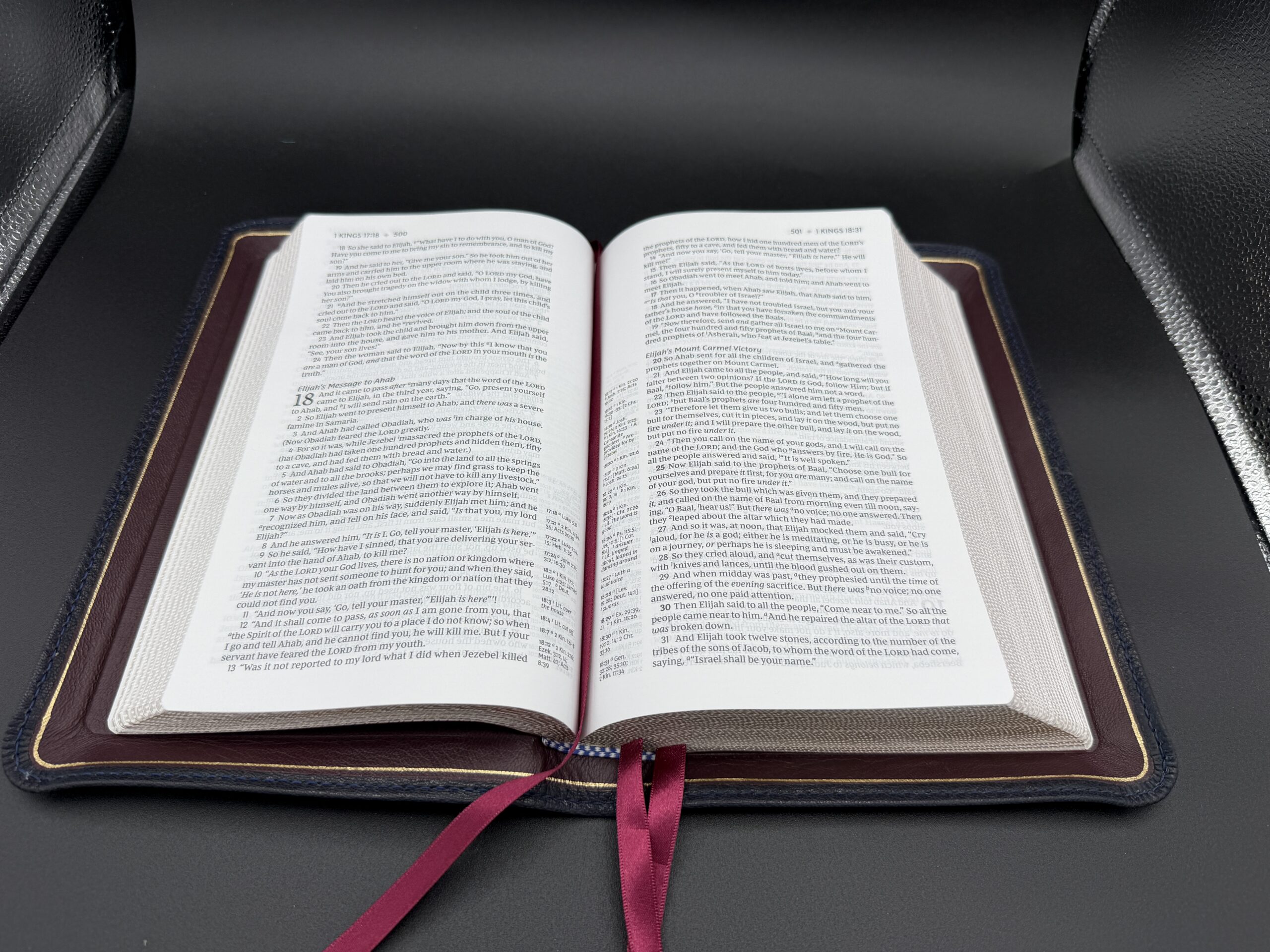 NKJV Single Column Reference Bible (Navy Levant Goatskin) - Image 7